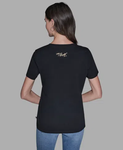 Karl Lagerfeld Women's Sunglasses Printed Pull-on T-shirt In Black