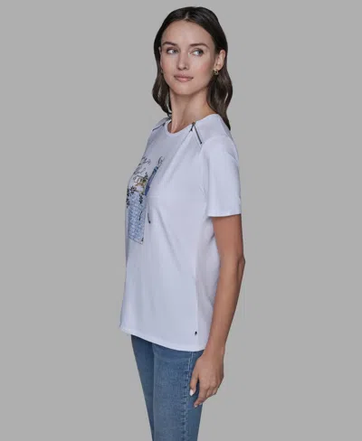 Karl Lagerfeld Women's Short-sleeve Girl Perfume Bottle Printed T-shirt In Multi