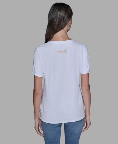 Karl Lagerfeld Women's Short-sleeve Girl Perfume Bottle Printed T-shirt In Multi