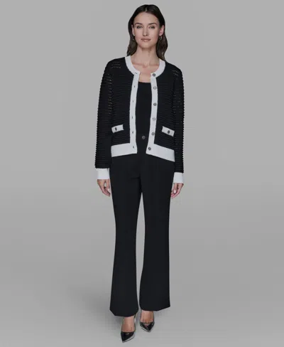 Karl Lagerfeld Women's Button-front Cardigan In Black