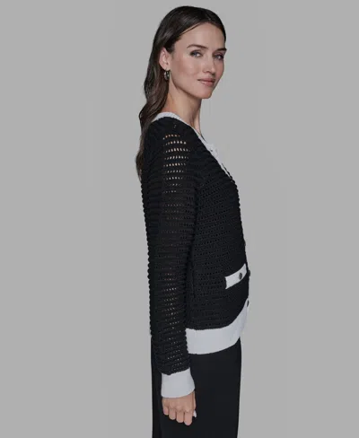 Karl Lagerfeld Women's Button-front Cardigan In Black