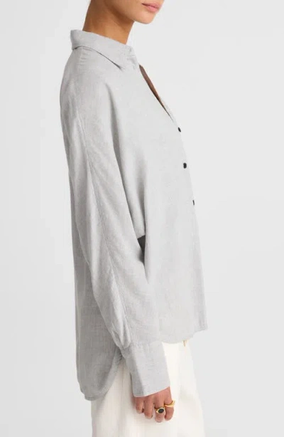 Madewell Heathered Flannel Dolman Sleeve Button-up Shirt In Gray