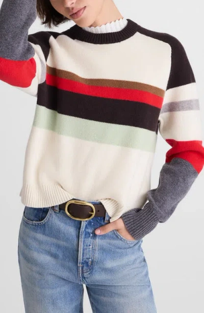 Madewell Colorblock Raglan Sleeve Merino Wool Sweater In Multi
