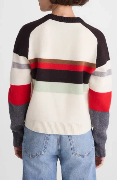 Madewell Colorblock Raglan Sleeve Merino Wool Sweater In Multi