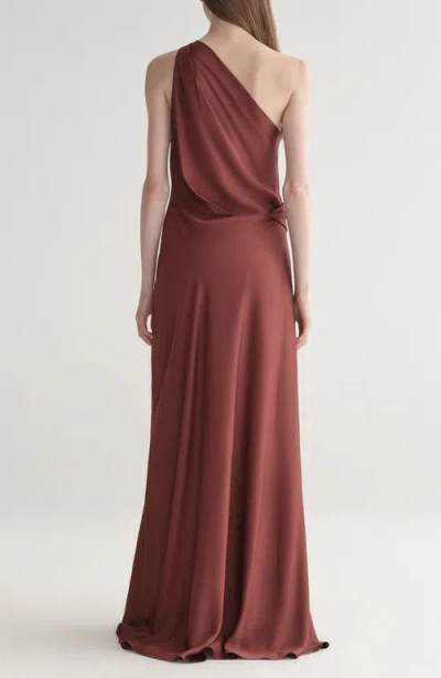 A.l.c Aster Satin One Shoulder Gown In Black Cherry In Burgundy