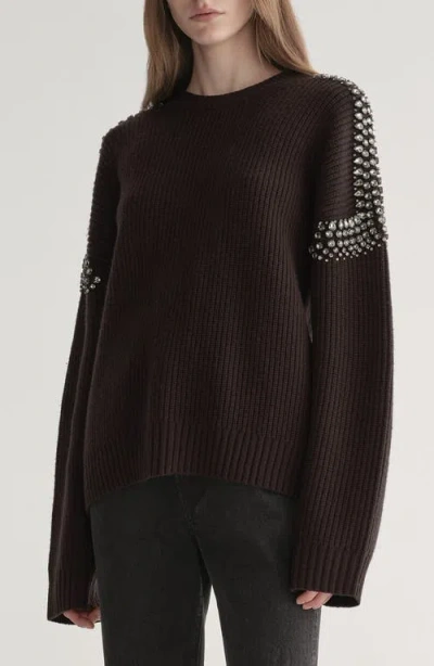 A.l.c . Lennox Rhinestone Sweater In Brown