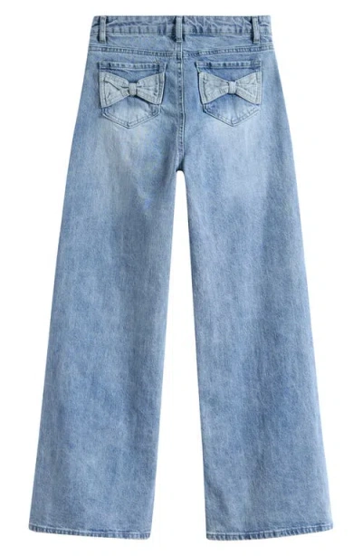 Tractr Kids' Bow Pocket Straight Leg Jeans In Blue