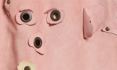 Marni Floral Appliqué Suede Shorts In Pink