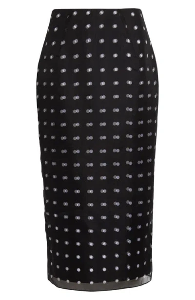 Emilia Wickstead Bethan Layered Polka Dot Silk Organza Midi Skirt In Black