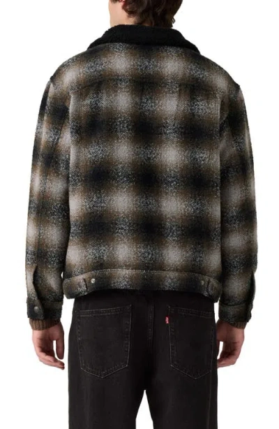 Levi's Relaxed Fit Plaid Sherpa Trucker Jacket In Black