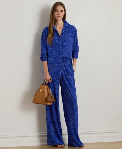 Ralph Lauren Petite Paisley Crepe Wide-leg Pants In Multi
