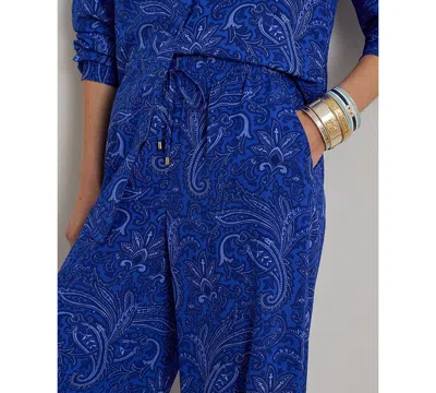 Ralph Lauren Petite Paisley Crepe Wide-leg Pants In Multi