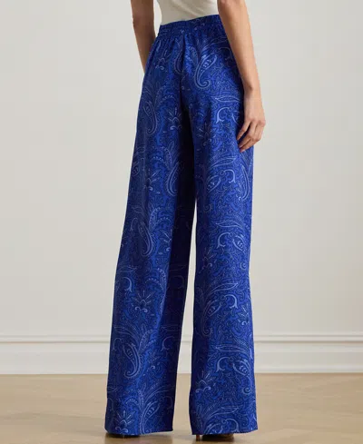 Ralph Lauren Petite Paisley Crepe Wide-leg Pants In Multi