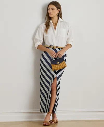 Ralph Lauren Petite Sequin Stripe Pencil Skirt In Multi