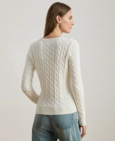 Ralph Lauren Petite Embroidered-crest Crewneck Sweater In Red