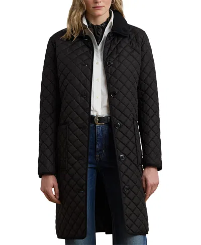 Ralph Lauren Women's Quilted Design Buttoned Coat In Black