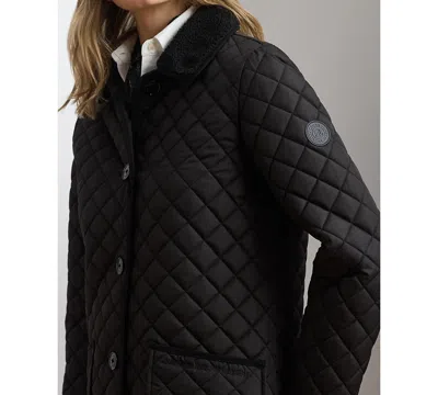 Ralph Lauren Women's Quilted Design Buttoned Coat In Black