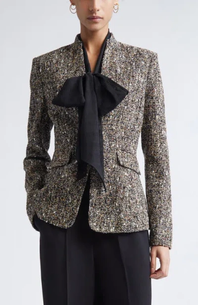 St John St. John Bouclé Tweed Jacket In Gray