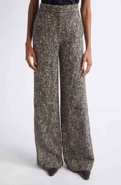 St John St. John High Waist Bouclé Tweed Wide Leg Pants In Gray