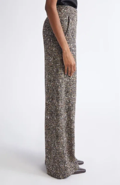 St John St. John High Waist Bouclé Tweed Wide Leg Pants In Gray