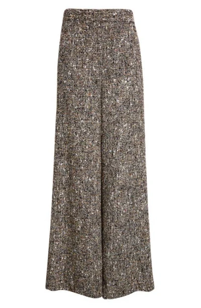 St John St. John High Waist Bouclé Tweed Wide Leg Pants In Gray