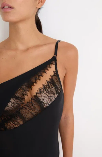 Etam Mysterieuse Lace Inset Bodysuit In Black