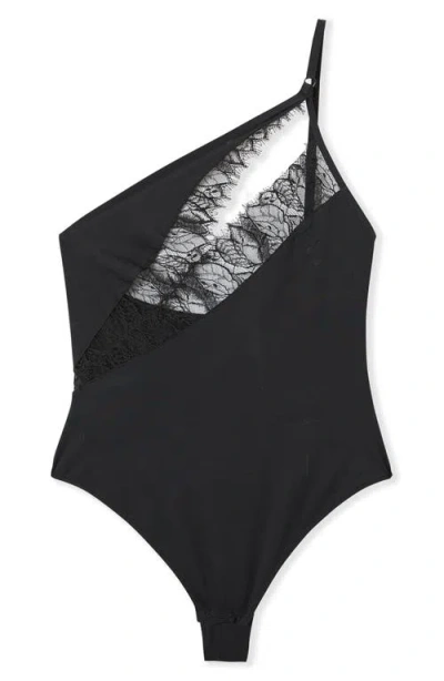 Etam Mysterieuse Lace Inset Bodysuit In Black