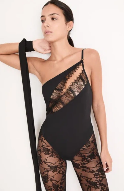 Etam Mysterieuse Lace Inset Bodysuit In Black