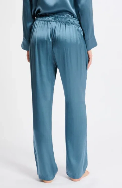 Etam Pearly Silk Straight Leg Pajama Pants In Blue