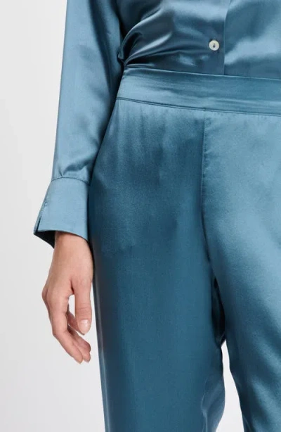 Etam Pearly Silk Straight Leg Pajama Pants In Blue
