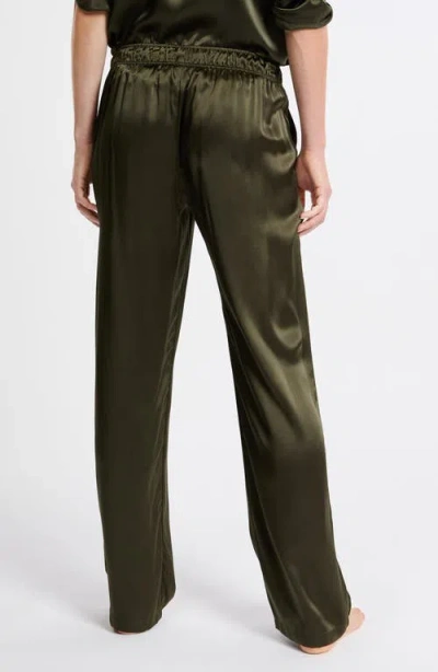 Etam Pearly Silk Straight Leg Pajama Pants In Green