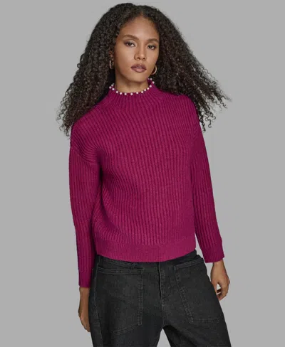Bcbg Women's Long Sleeve Mock Neck Sweater In Burgundy
