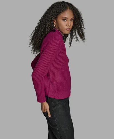 Bcbg Women's Long Sleeve Mock Neck Sweater In Burgundy