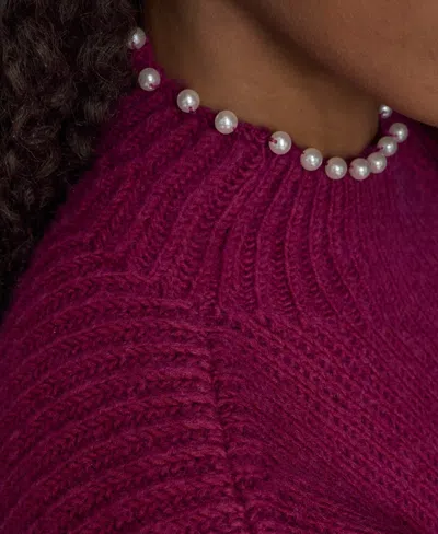 Bcbg Women's Long Sleeve Mock Neck Sweater In Burgundy