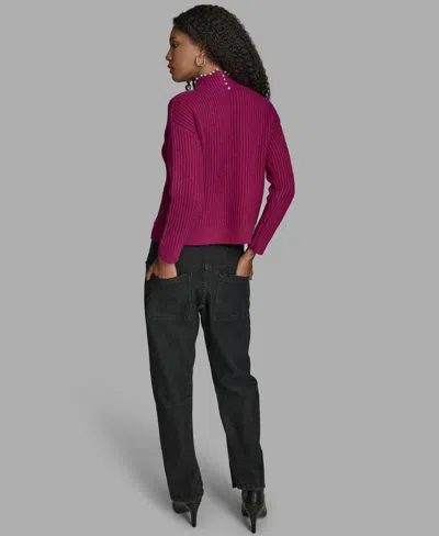 Bcbg Women's Long Sleeve Mock Neck Sweater In Burgundy