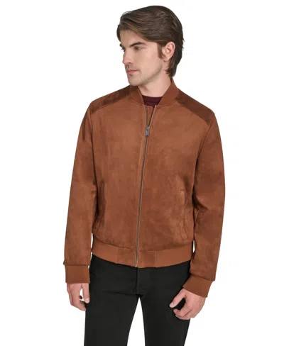 Cole Haan Men's Faux Suede Bomber Jacket In Brown
