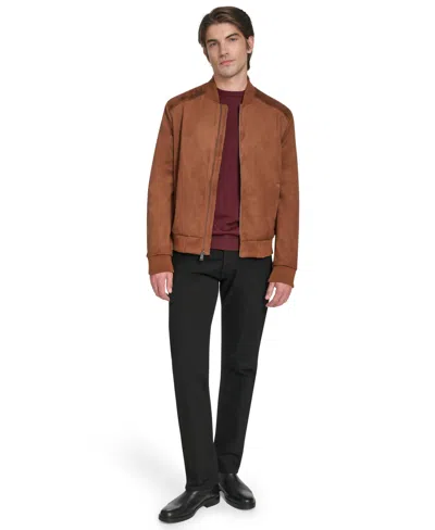 Cole Haan Men's Faux Suede Bomber Jacket In Brown