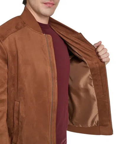 Cole Haan Men's Faux Suede Bomber Jacket In Brown