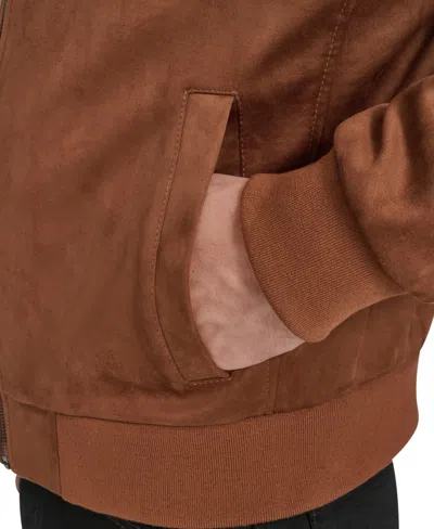 Cole Haan Men's Faux Suede Bomber Jacket In Brown