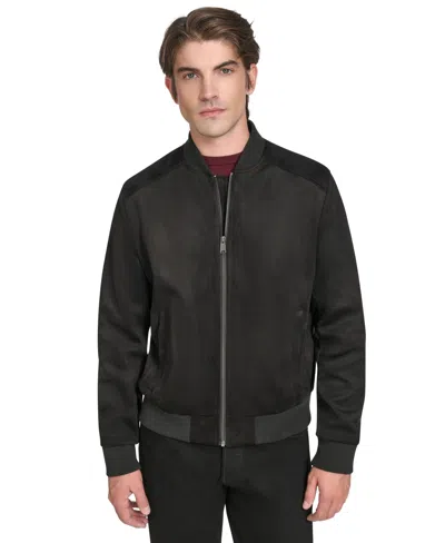 Cole Haan Men's Faux Suede Bomber Jacket In Black