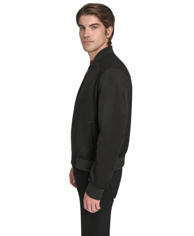 Cole Haan Men's Faux Suede Bomber Jacket In Black
