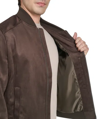 Cole Haan Men's Faux Suede Bomber Jacket In Brown