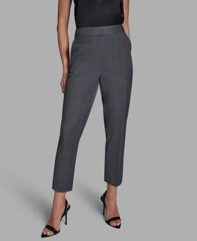 Bcbg Women's Plaid High-rise Slim-leg Ankle Pants In Gray