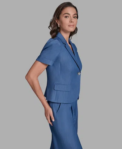 Bcbg Women's Notch Lapel Short-sleeve Cropped Jacket In Gray