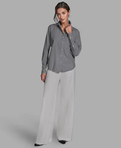 Bcbg Women's Button-down Long-sleeve Top In Gray