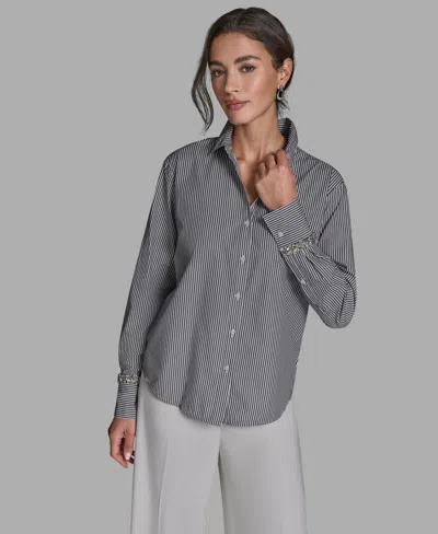 Bcbg Women's Button-down Long-sleeve Top In Gray