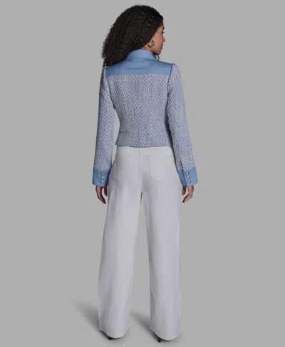 Bcbg Women's Chambray Collared Long-sleeve Jacket In Blue