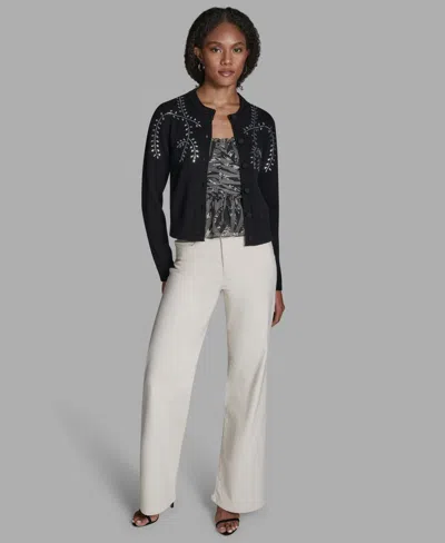 Bcbg Women's Embellished Button-front Cardigan In Black