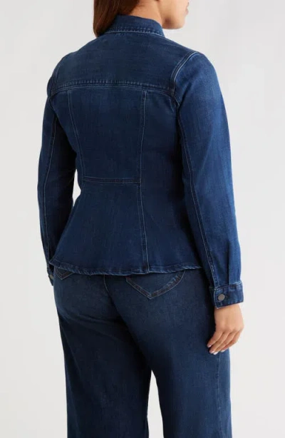 Liverpool Fit & Flare Denim Trucker Jacket In Blue