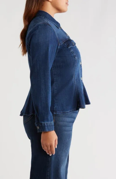 Liverpool Fit & Flare Denim Trucker Jacket In Blue